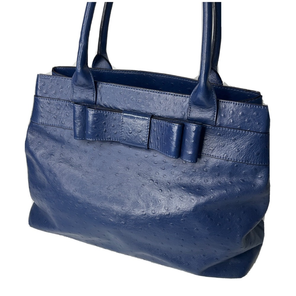 Kate Spade Valencia Road Harmony Tote‎ Bag Womens Blue Ostrich Embossed Leather